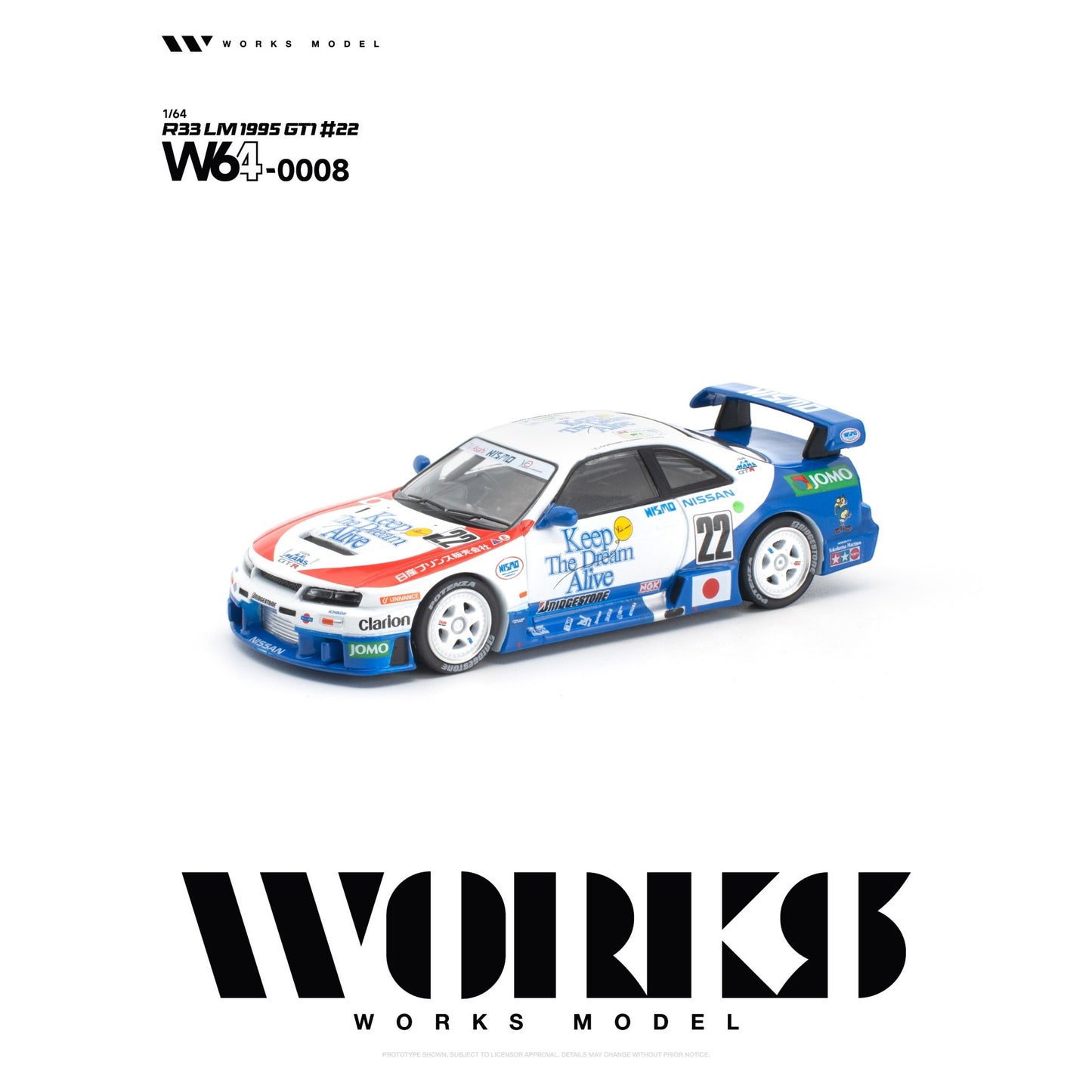 Works - Pre-Order - Nissan R33 LM GT1 #22, blue/white/red - W64-0008