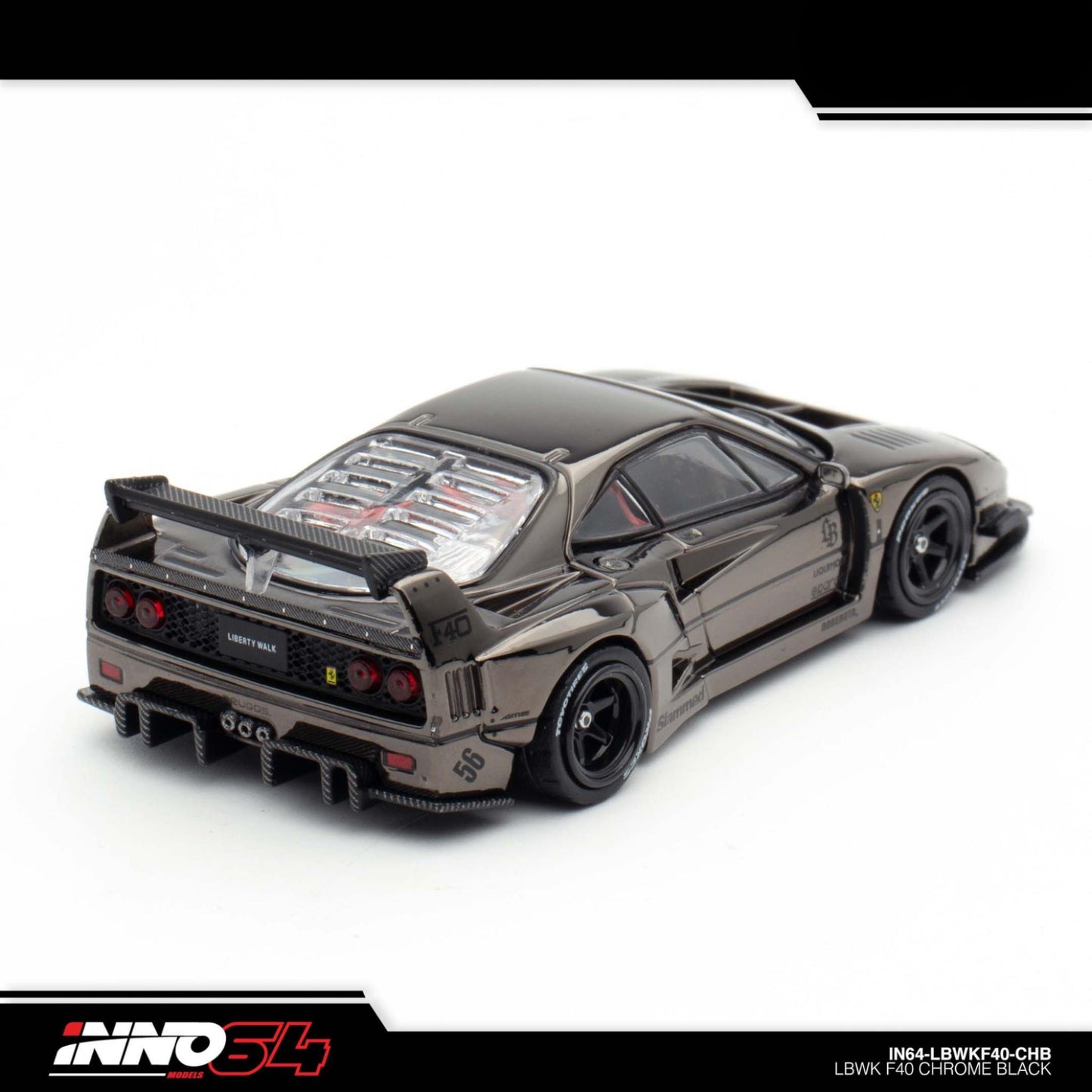 INNO64 - LBWK Ferrari F40 Chrome Black - 1:64 - IN64-LBWKF40-CHB