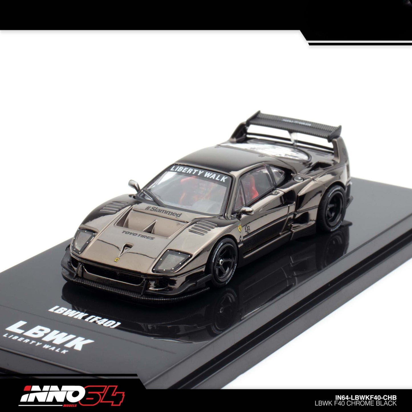 INNO64 - LBWK Ferrari F40 Chrome Black - 1:64 - IN64-LBWKF40-CHB