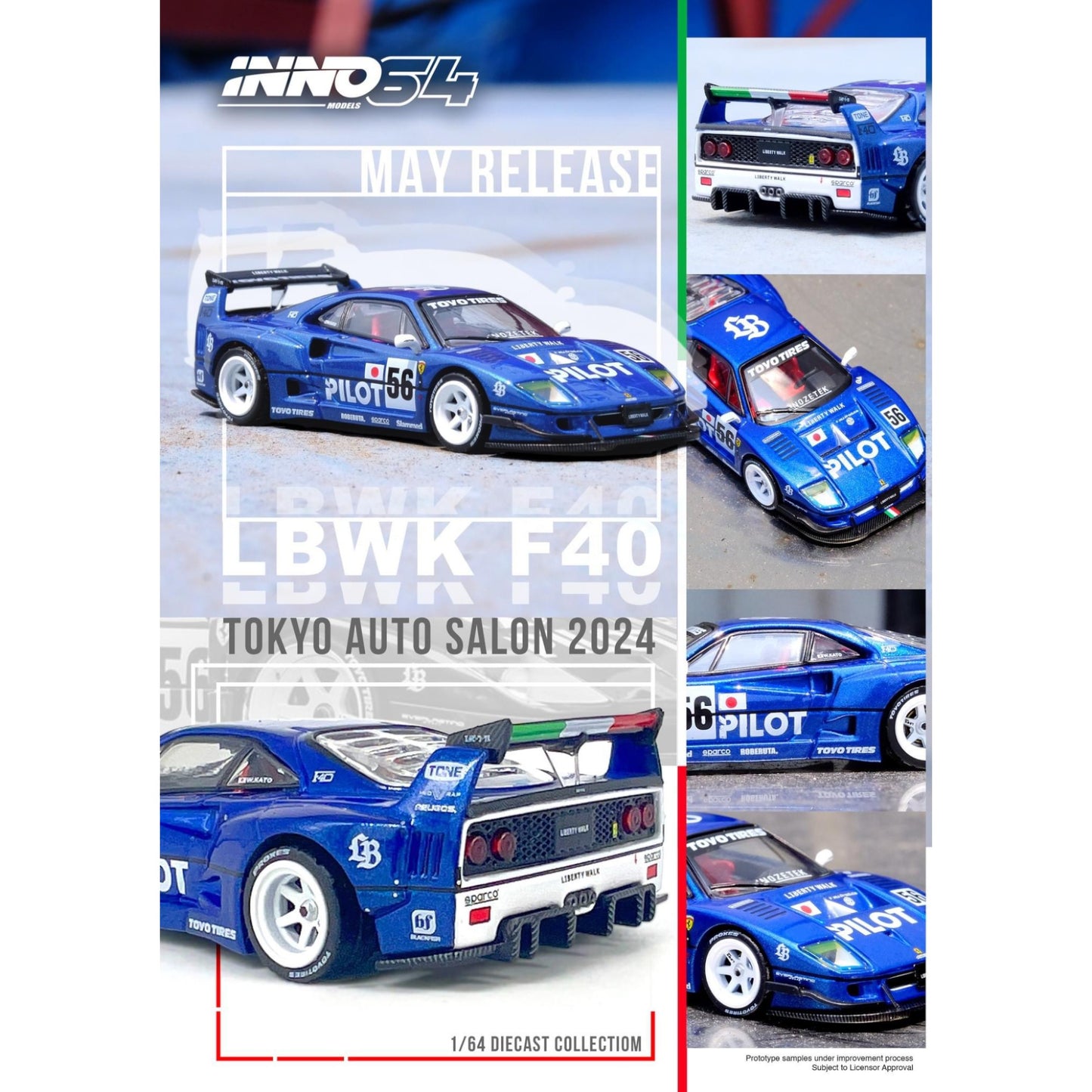 INNO64 - LBWK Ferrari F40 Tokyo Auto Salon 2024 - IN64-LBWKF40-TAS24 - 1:64