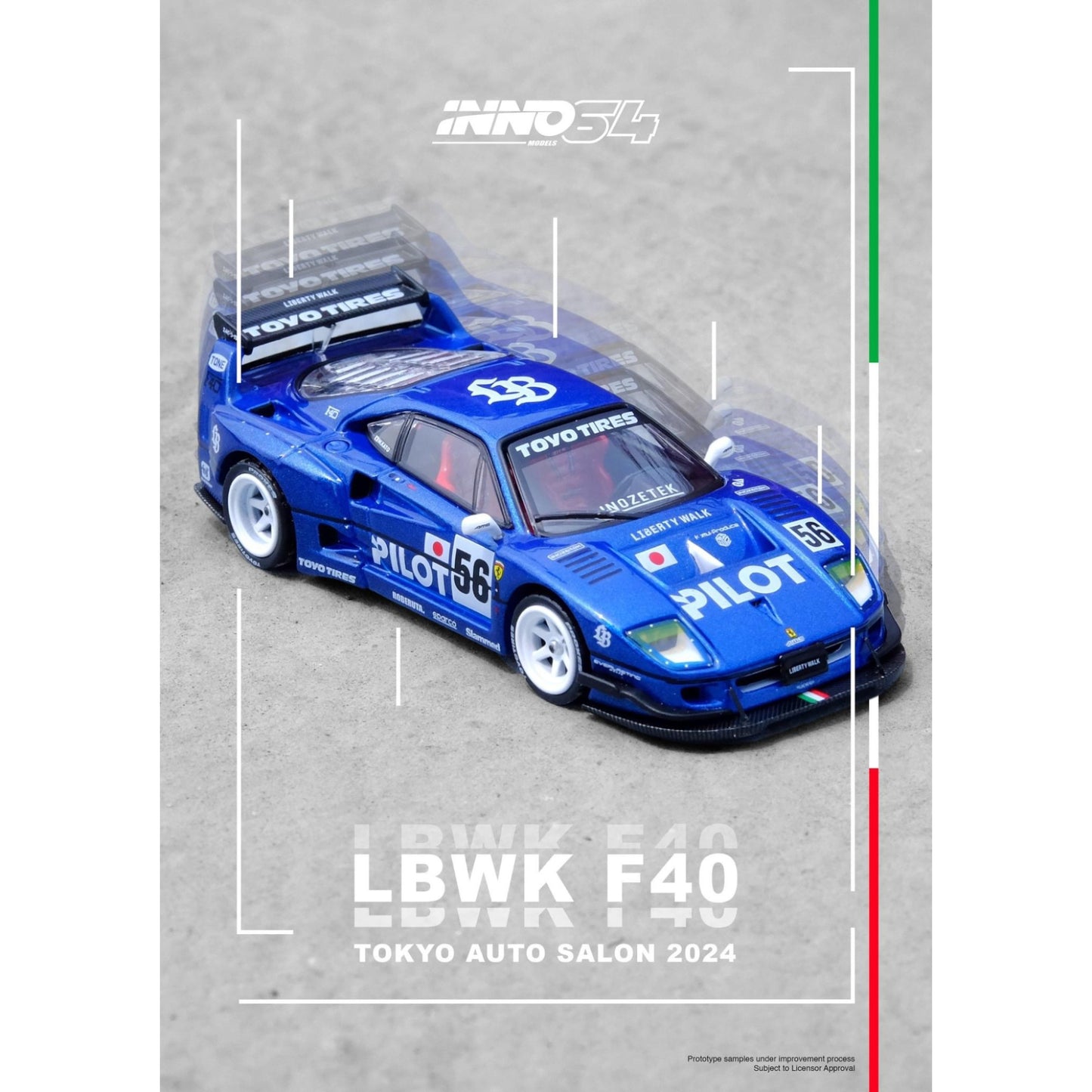 INNO64 - LBWK Ferrari F40 Tokyo Auto Salon 2024 - IN64-LBWKF40-TAS24 - 1:64