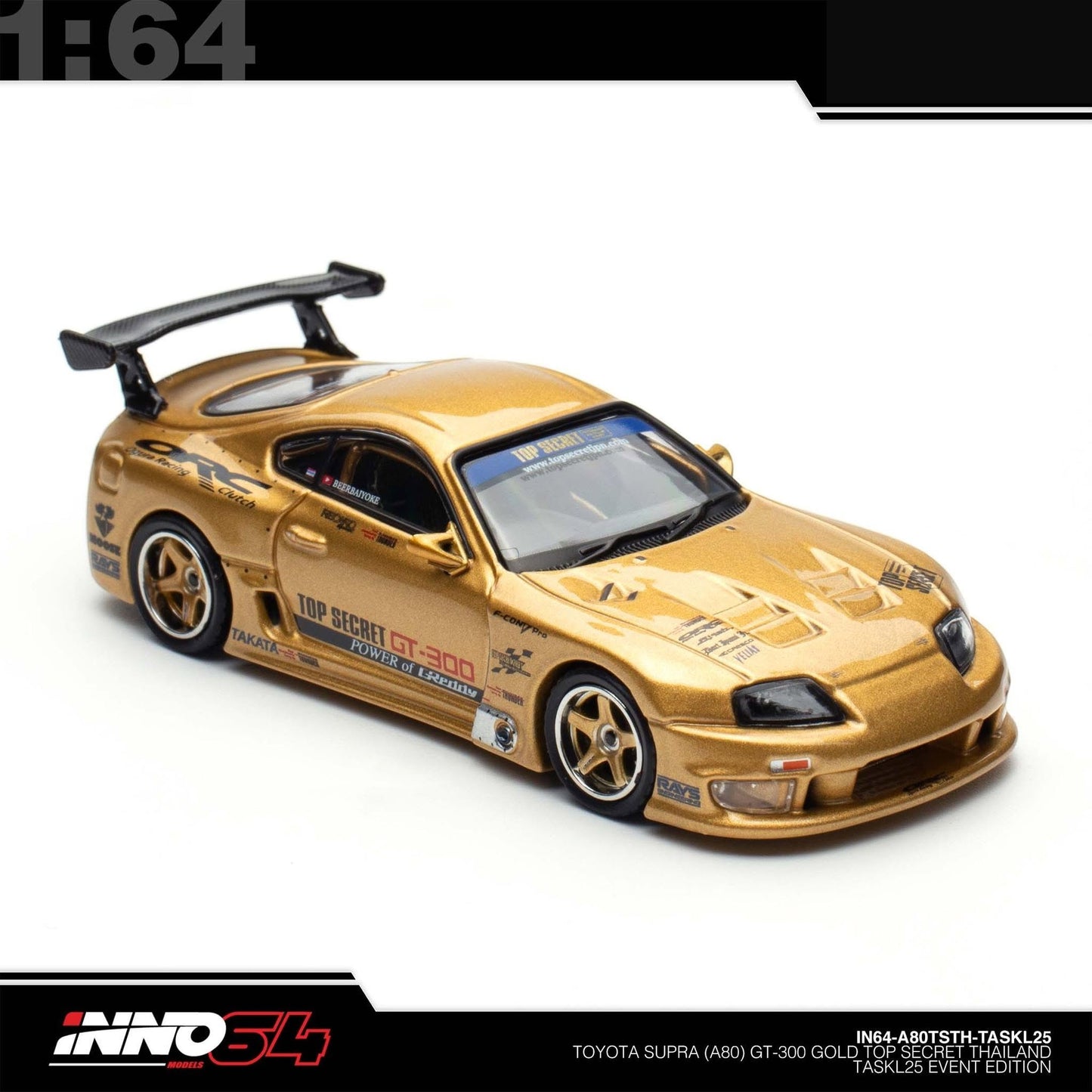 INNO64 - Pre-Order - Toyota Supra (A80) GT-300 Gold Top Secret Thailand TASKL25 Event Edition