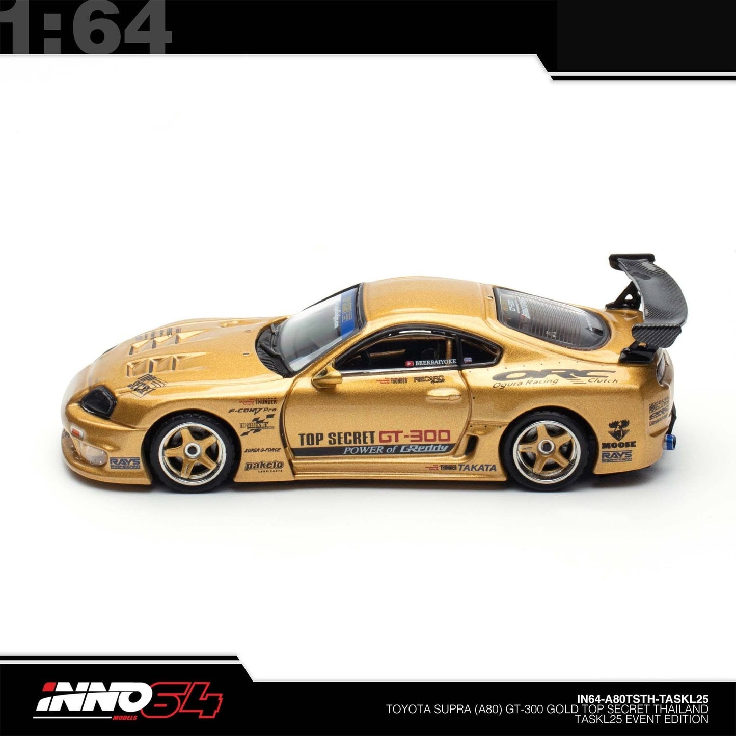 INNO64 - Pre-Order - Toyota Supra (A80) GT-300 Gold Top Secret Thailand TASKL25 Event Edition