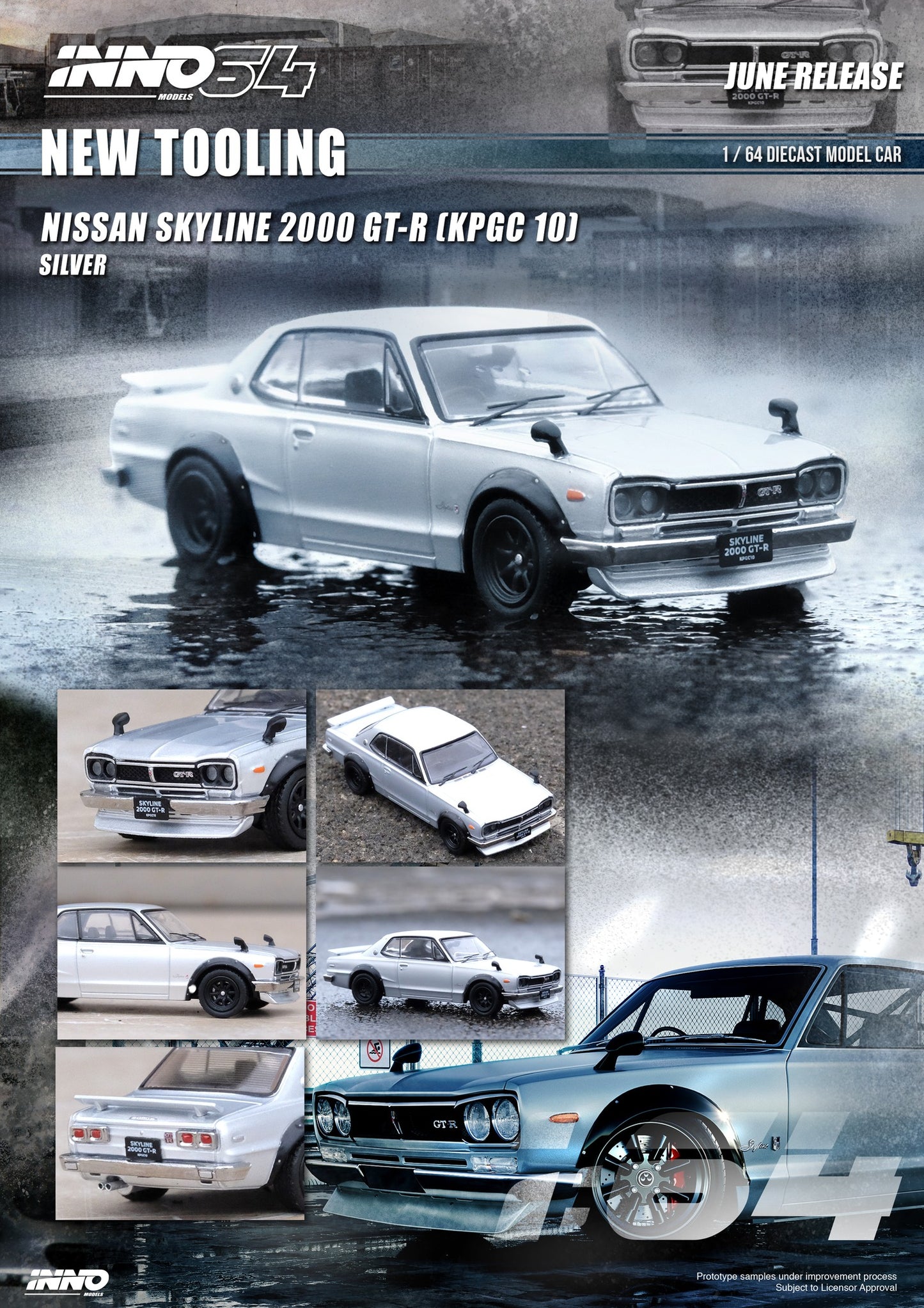 INNO64 - Nissan Skyline 2000 GT-R (KPGC110), silver - 1:64 - IN64-KPGC-110SIL -