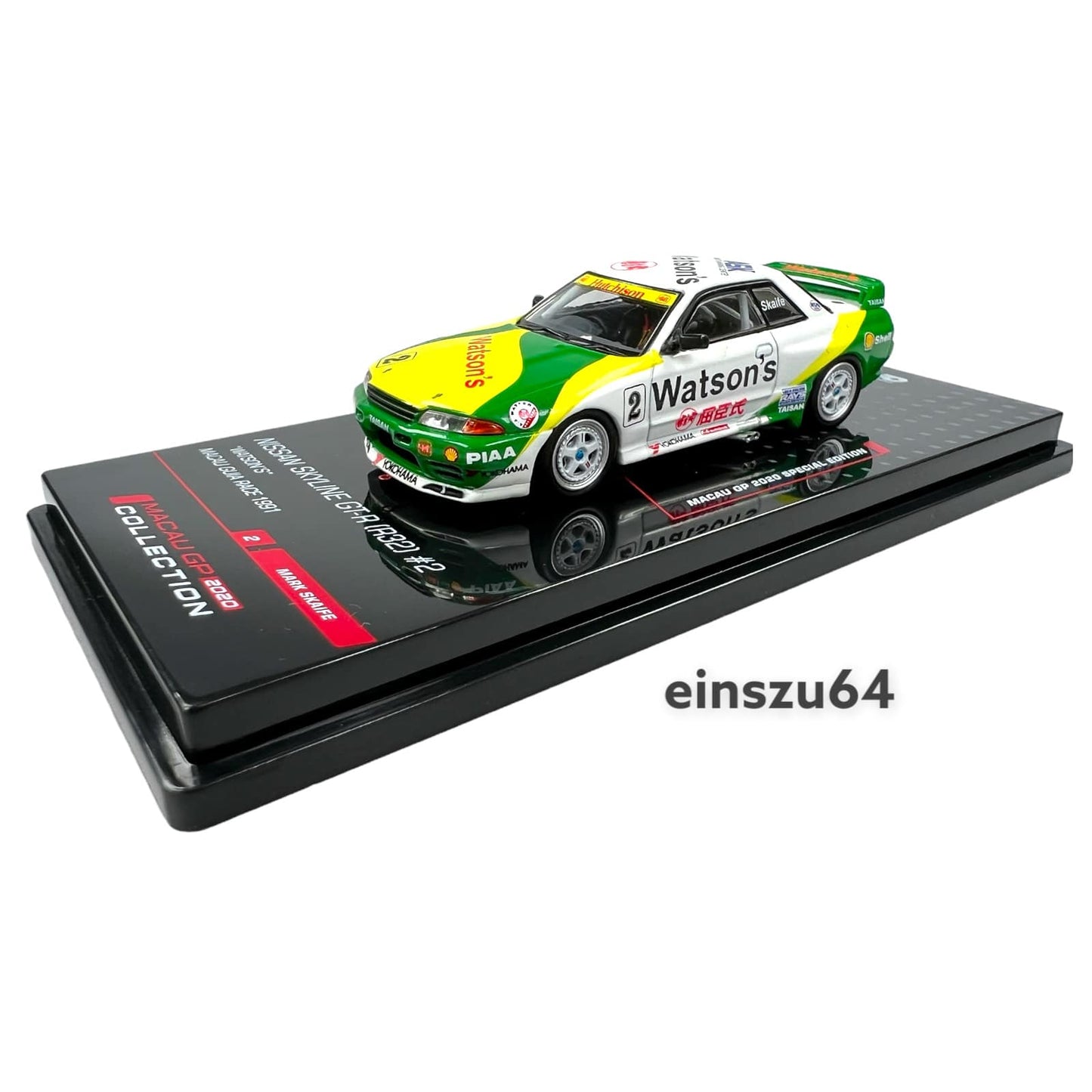 INNO64 1991 Nissan Skyline GTR R32 #2 *Watsons* Macau GUIA GP - IN64R32MGP20WS