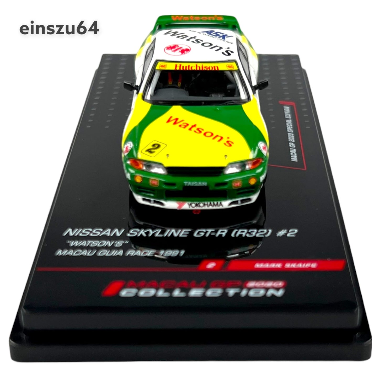 INNO64 1991 Nissan Skyline GTR R32 #2 *Watsons* Macau GUIA GP - IN64R32MGP20WS