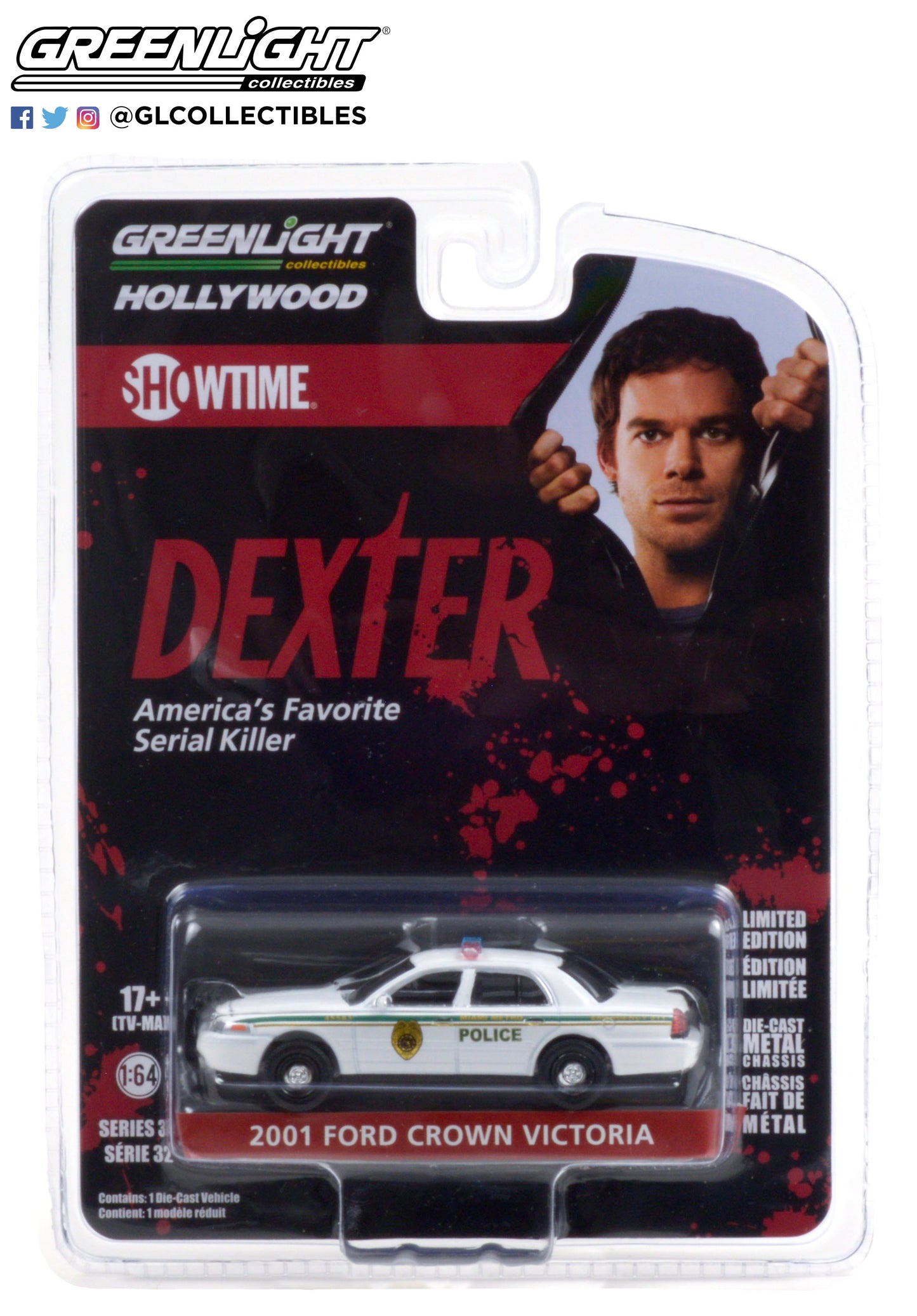 Greenlight - 2001 Ford Crown Victoria Police - Dexter - 44920-B - 1:64 Hollywood