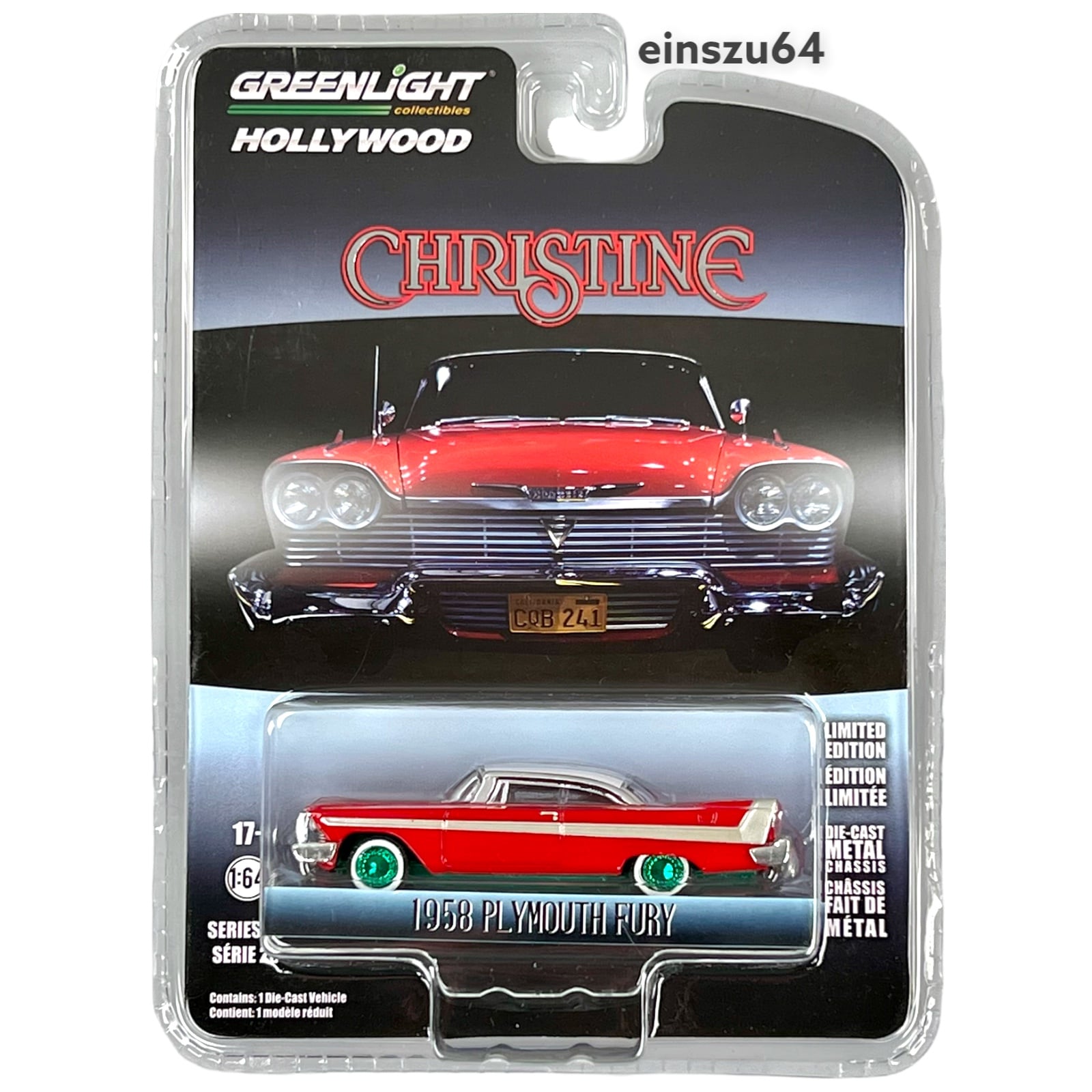 PLYMOUTH FURY 1958 1:24 - CHRISTINE LA MACCHINA INFERNALE - GREENLIGHT PLYMOUTH FURY 1958 1:24 - CHRISTINE LA MACCHINA INFERNALE - GREENLIGHT