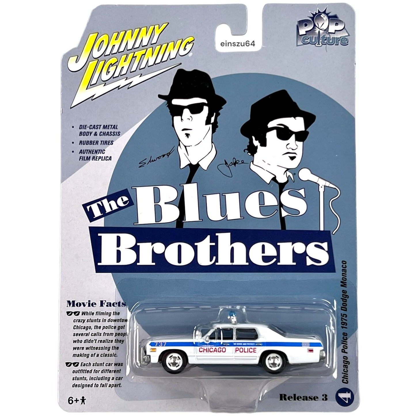 Johnny Lightning - Blues Brothers 1975 Dodge Monaco Police - 1:64 - JLSP216